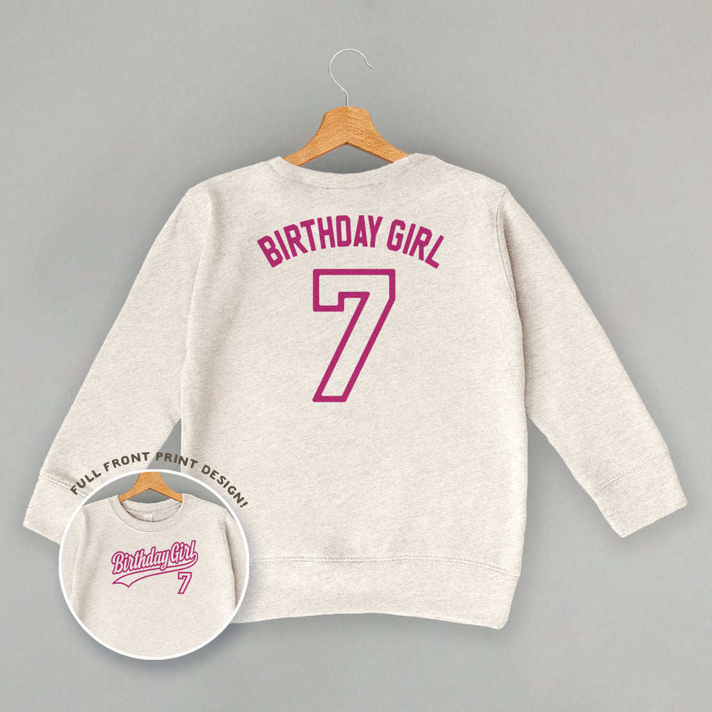 Birthday Girl Varsity #7 (Kids Back Print)