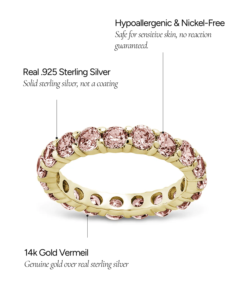 Sterling Silver Gracie Pink Sapphire CZ Eternity Ring